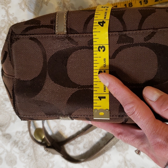 Chocolate & bronze Coach shoulder purse - Picture 16 of 16